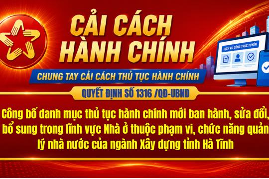  Các nội dung mới về thủ tục hành chính lĩnh vực Nhà ở theo Quyết định số 1316/QĐ-UBND của UBND tỉnh Hà Tĩnh