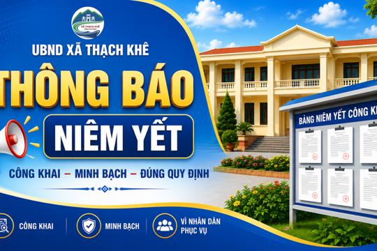 Thông báo về việc niêm yết công khai hồ sơ đề nghị cấp Giấy chứng nhận quyền sử dụng đất của ông Trương Văn Đồng và bà Phan Thị Hiền tại thôn Vĩnh Sơn, xã Thạch Khê 