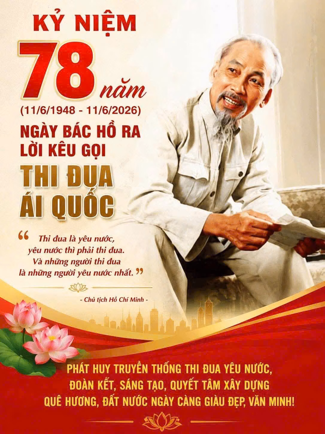 Kỷ niệm 78 năm ngày Bác Hồ ra "Lời kêu gọi thi đua ái quốc" (11/6/1948 - 11/6/2026)