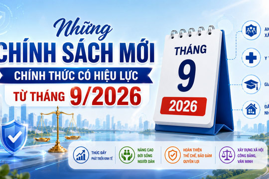 Một số chính sách pháp luật mới có hiệu lực từ tháng 9/2026 