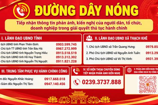 UBND xã Thạch Khê công khai địa chỉ và số điện thoại tiếp nhận phản ánh, kiến nghị về thủ tục hành chính 