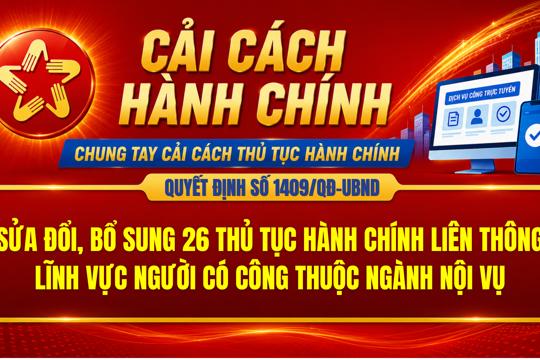 Hà Tĩnh ban hành Quyết định số 1409/QĐ-UBND: Sửa đổi, bổ sung 26 thủ tục hành chính liên thông lĩnh vực Người có công thuộc ngành Nội vụ