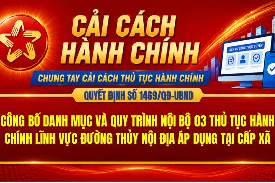 Công bố Danh mục và Quy trình nội bộ 03 Thủ tục hành chính lĩnh vực Đường thủy nội địa áp dụng tại cấp xã