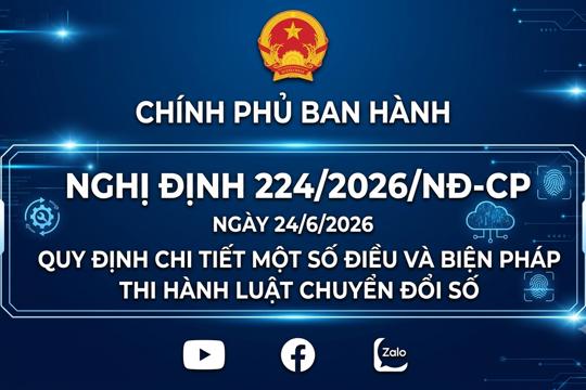 Nghị định số 224/2026/NĐ-CP quy định chi tiết một số điều và biện pháp thi hành Luật Chuyển đổi số