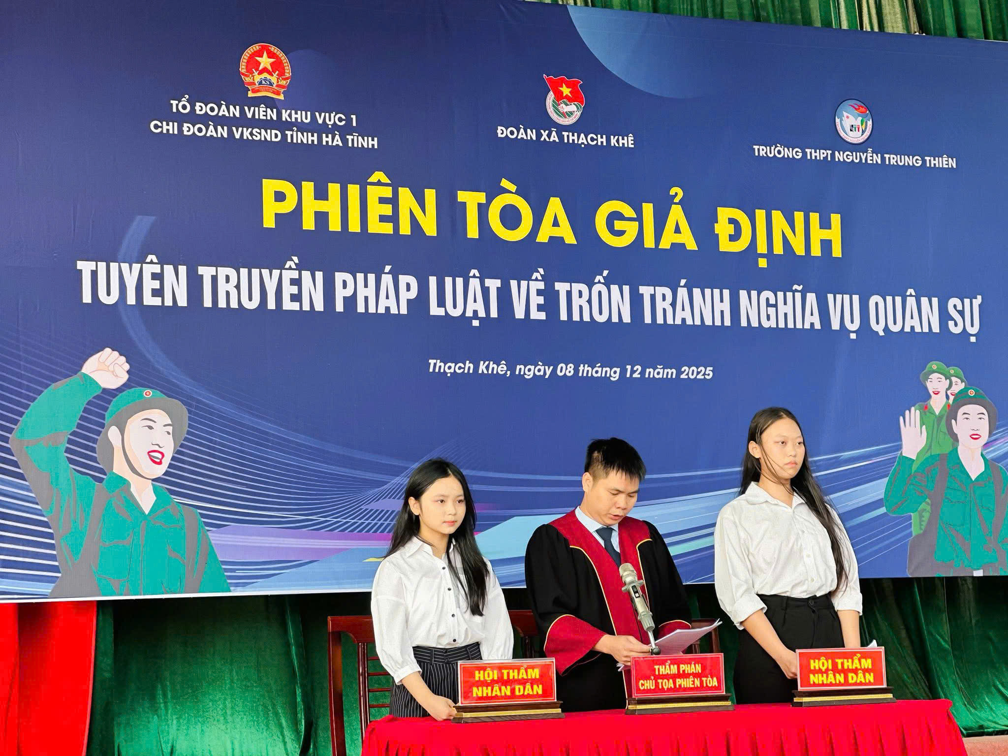 Đoàn xã Thạch Khê phối hợp tổ chức Phiên toà giả định “Tuyên truyền pháp luật về trốn tránh nghĩa vụ quân sự” 